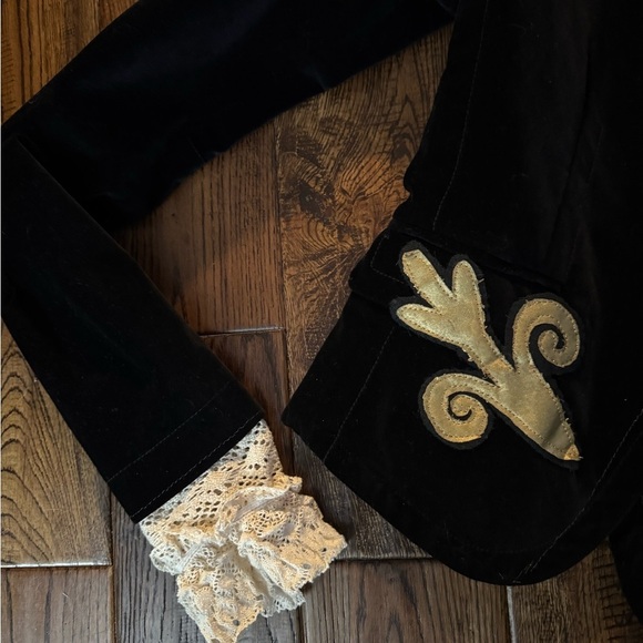 Lucky Brand Velvet Lace Hem Blazer Jacket - Picture 4 of 6